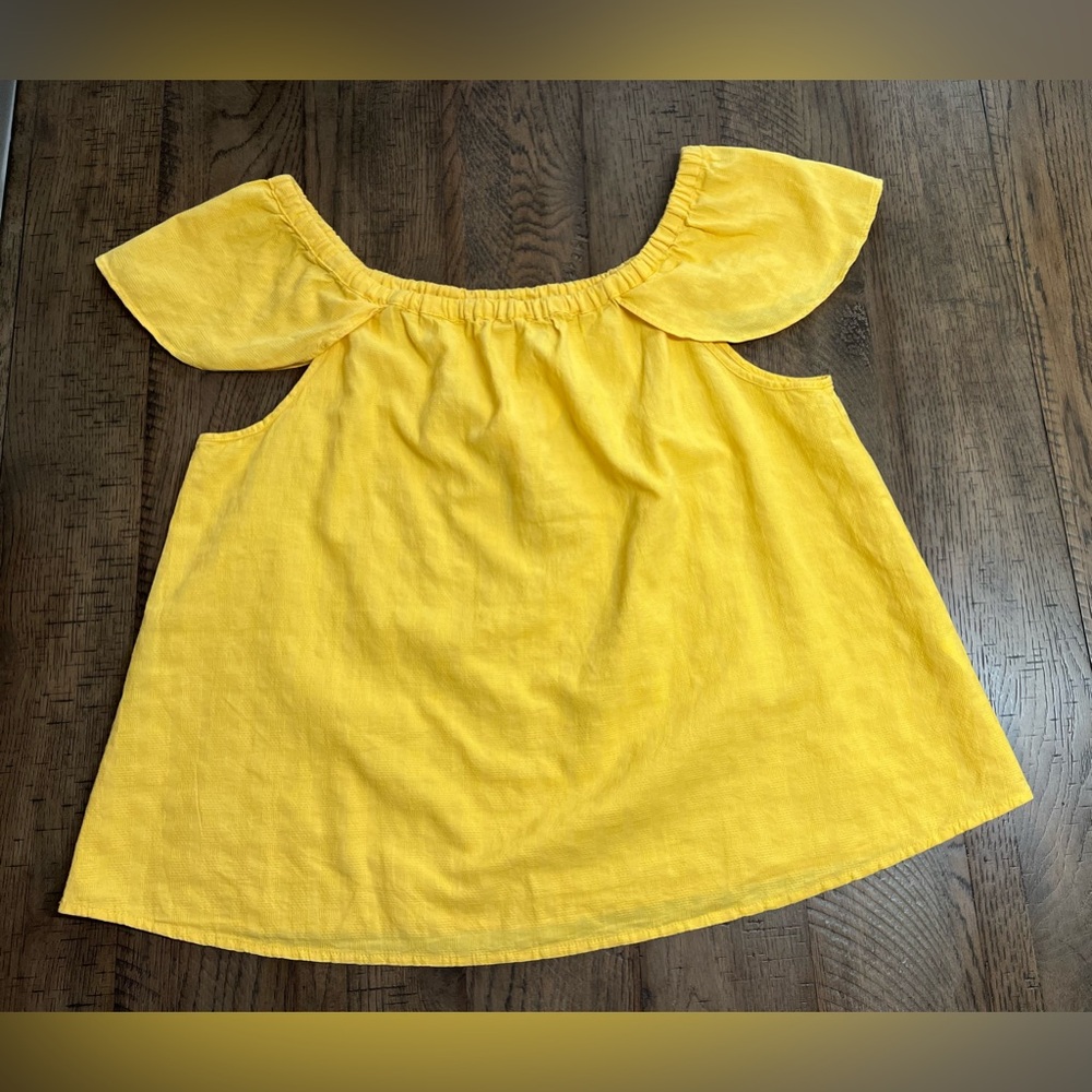 NWT J Crew yellow short sleeve blouse shirt 100% cotton medium
